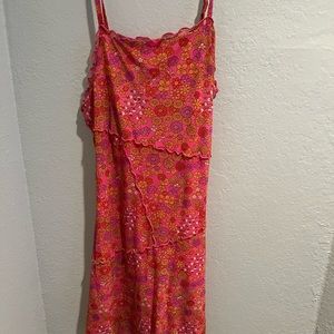 Pink flowy floral dress